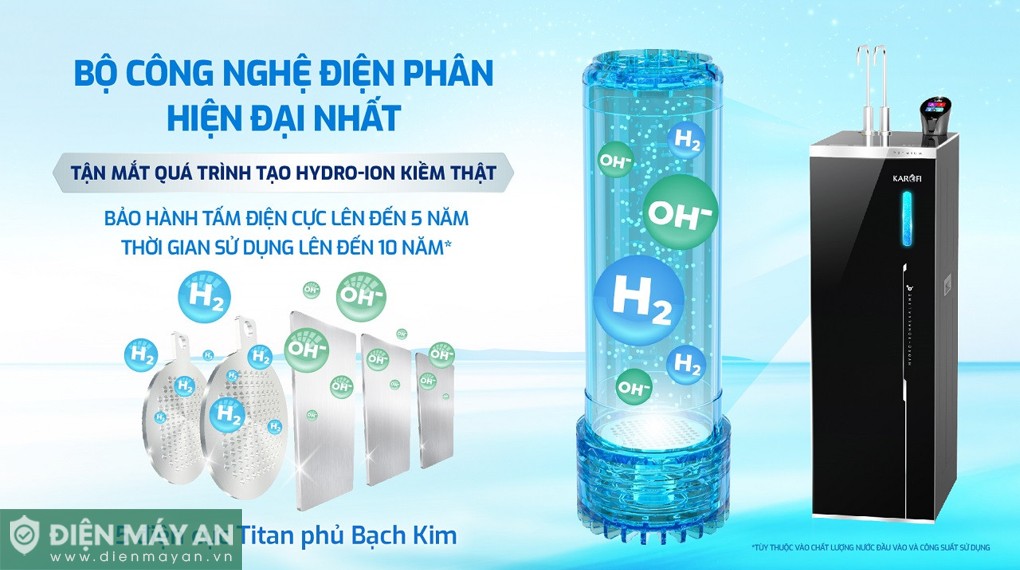 Máy lọc nước RO nóng nguội lạnh Hydro-ion kiềm Karofi KAE-S86 PRO 13 lõi